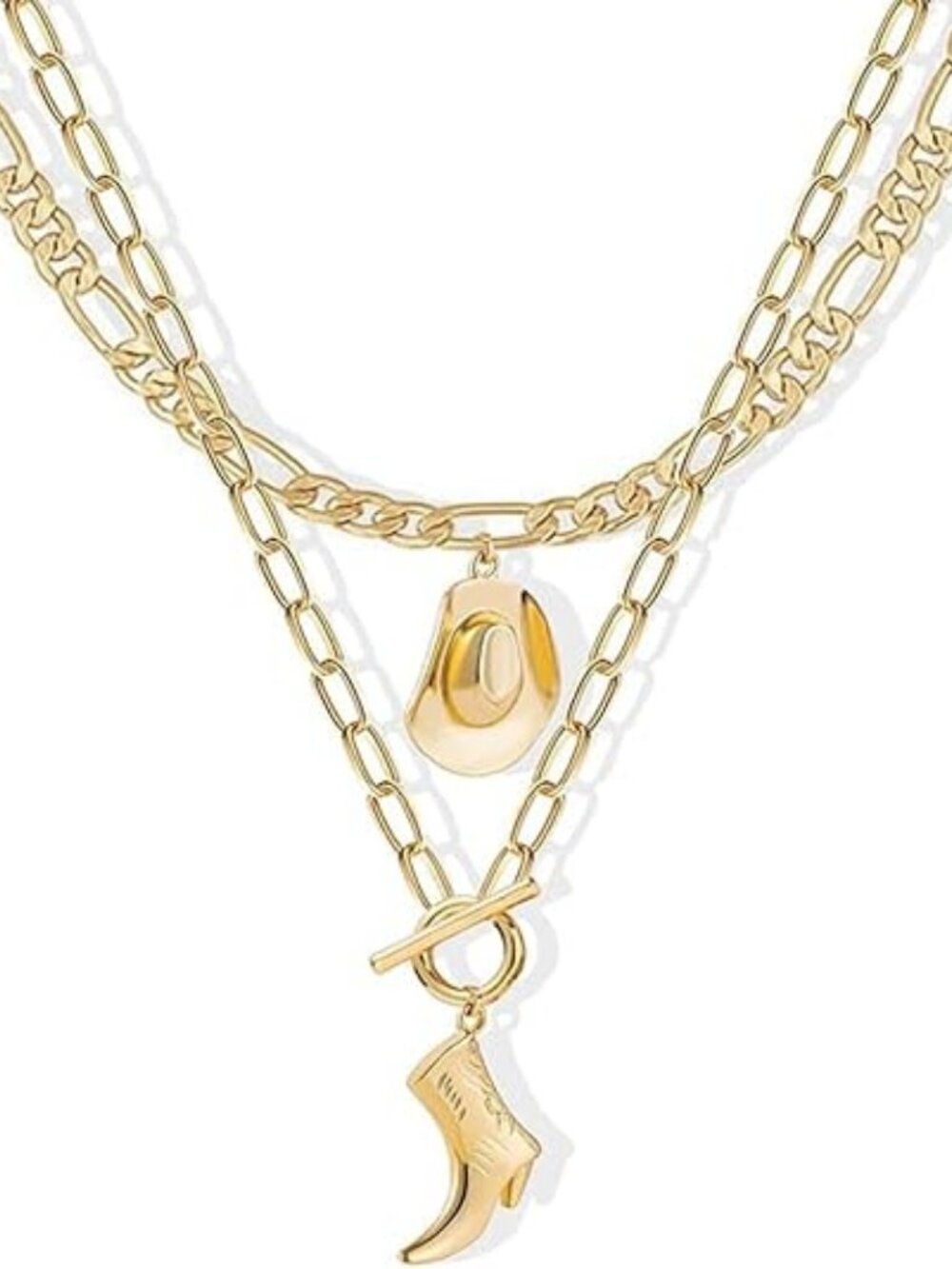 Cowboy Hat Boot Pendant Necklace for Women Layer Dainty Western Cowgirl Hat Boot